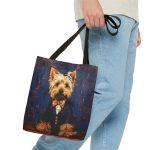 Yorkie Elegance Vintage Green Yorkshire Terrier Tote Bag
