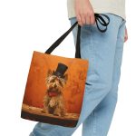 Refined Yorkshire Terrier Tote Bag Elegant Vintage-inspired Canvas