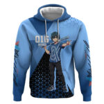 Hiro Hoodie Geometric Blue Baseball Anime Style