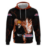 Ichigo Kurosaki Bleach Hoodie Fiery Anime Grunge Aesthetic