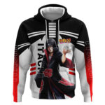 Itachi Uchiha Naruto Hoodie with Sharingan Eyes and Dark Ninja Shadow Design