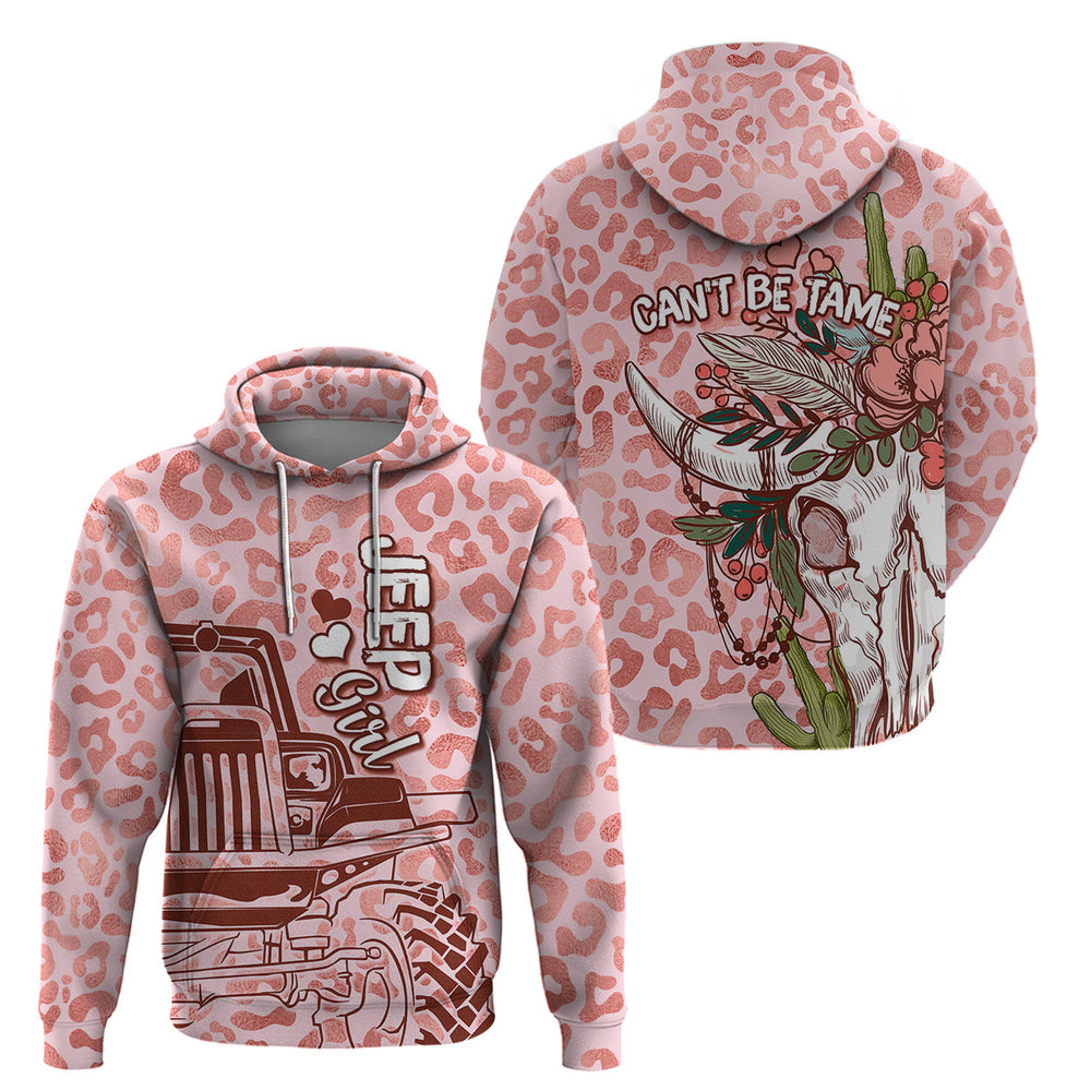 Jeep Girl Country Style Cow Skull Mix Leopard Prints Hoodie Jeep Girl Country Style Cow Skull Mix Leopard Prints Hoodie