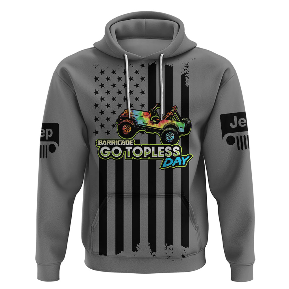 Jeep Go Topless Day 2023 Get Dirty Hoodie Grey Version Jeep Go Topless Day 2023 Get Dirty Hoodie Grey Version