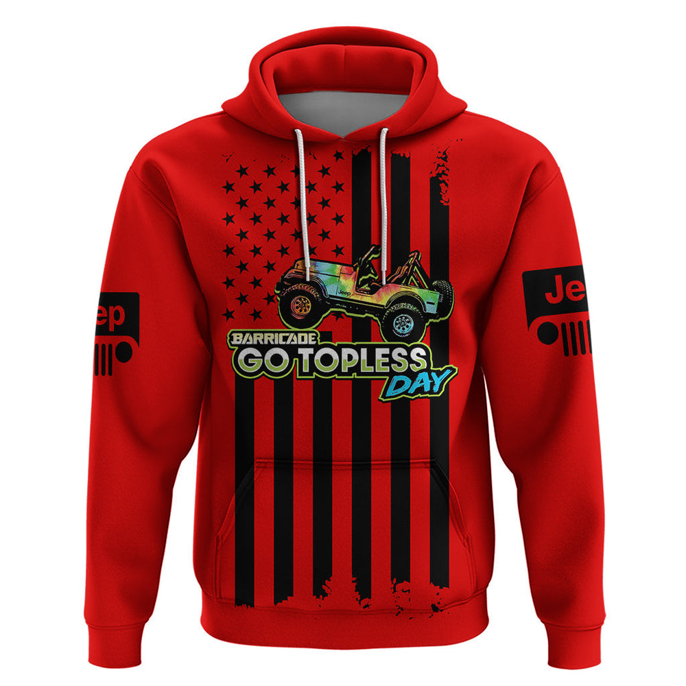 Jeep Go Topless Day 2023 Get Dirty Hoodie Red Version Jeep Go Topless Day 2023 Get Dirty Hoodie Red Version