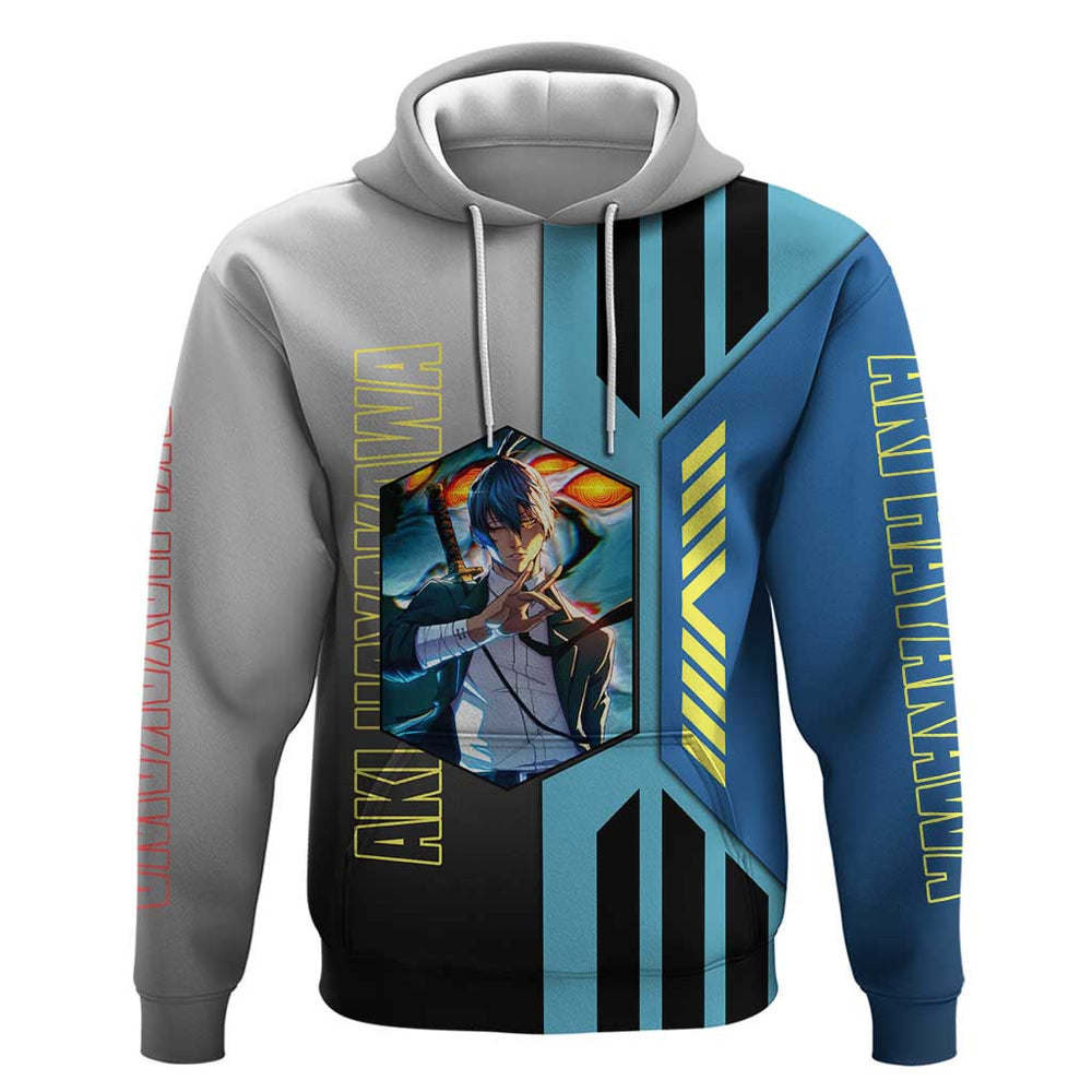 Aki Hayakawa from Chainsaw Man Hoodie with Sword and Stylish Pose Design Aki Hayakawa from Chainsaw Man Hoodie with Sword and Stylish Pose Design