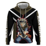 Asta Black Clover Hoodie with Anti-Magic Sword and Fierce Battle Pose Design