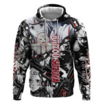 Juuzou Suzuya Tokyo Ghoul Black and White Manga Style Design Hoodie with Red Accents and Chain Weapo