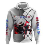 Kaneki Ken Tokyo Ghoul Hoodie with Masked Ghoul Form and Dark Battle Pose Design