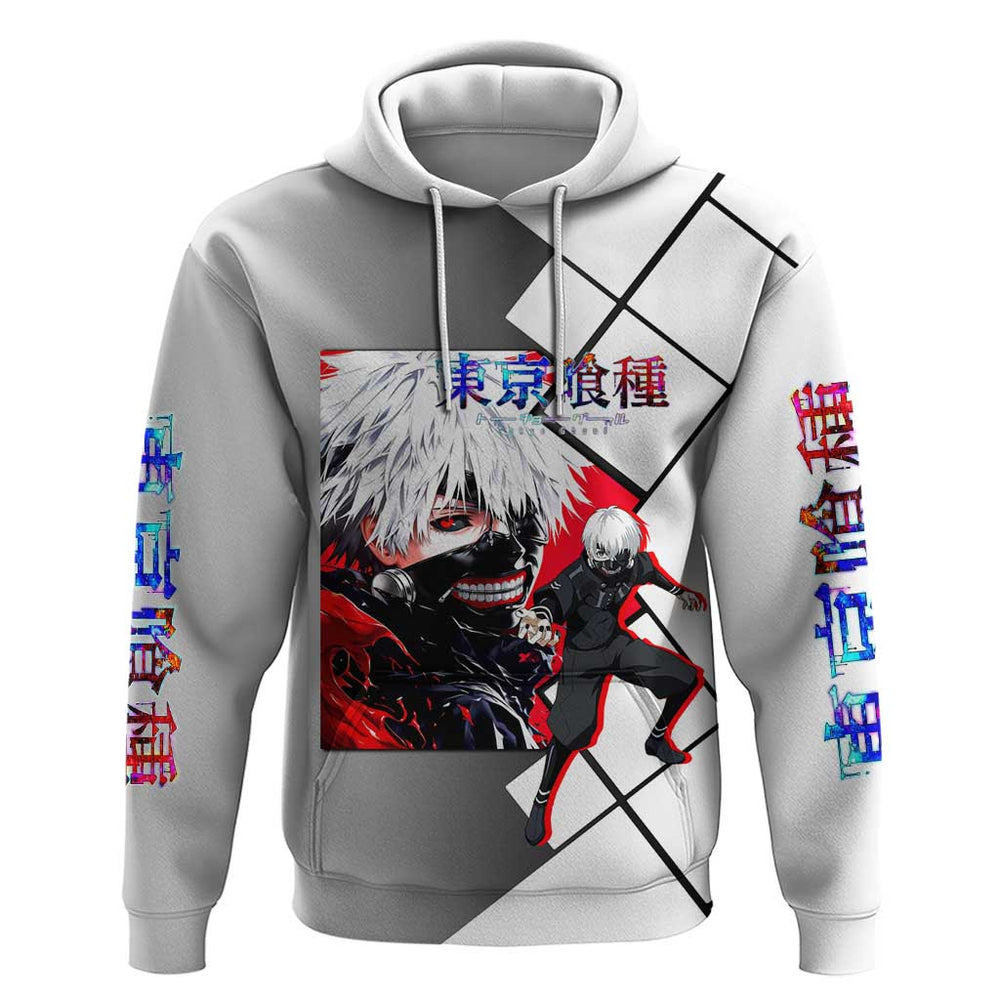Kaneki Ken Tokyo Ghoul Hoodie with Masked Ghoul Form and Dark Battle Pose Design Kaneki Ken Tokyo Ghoul Hoodie with Masked Ghoul Form and Dark Battle Pose Design