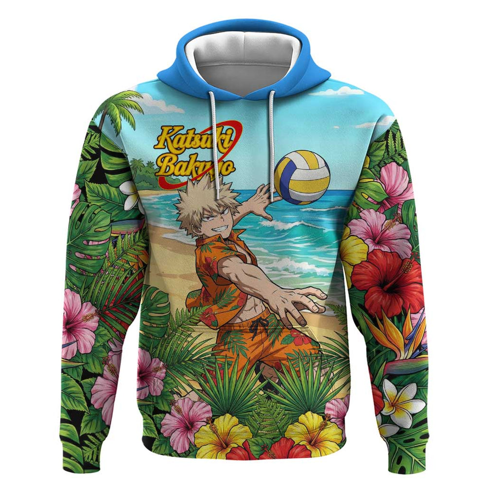 Katsuki Bakugo Summer Chill Hoodie Tropical Anime Action Scene Katsuki Bakugo Summer Chill Hoodie Tropical Anime Action Scene