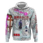 Kikyo and Kagome Inuyasha Series Hoodie Spiritual Anime Art Style with Sacred Tree and Torii Gate
