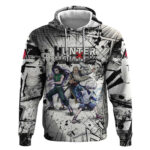 Killua Silva Illumi Team Design Hoodie with Monochrome Graffiti Background and Hunter Association Sy