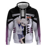 Killua Zoldyck from Hunter x Hunter Hoodie with Lightning Aura and Agile Combat Pose Design