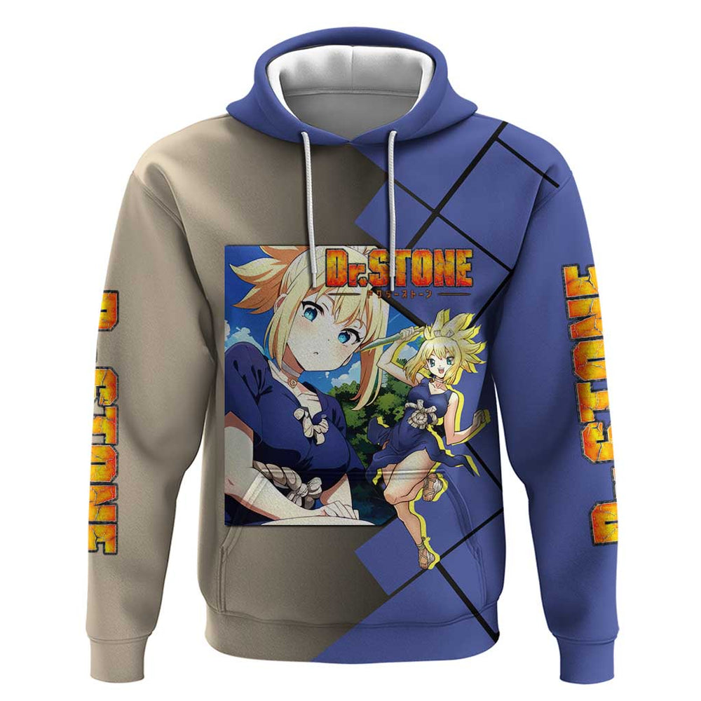 Kohaku Dr. Stone Hoodie with Combat Stance and Brave Adventure Design Kohaku Dr. Stone Hoodie with Combat Stance and Brave Adventure Design
