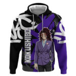 Kokushibo Demon Slayer Hoodie Purple Black Graffiti Anime