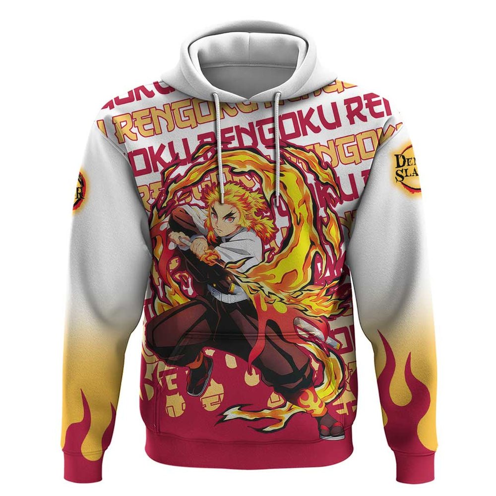 Kyojuro Rengoku - Demon Slayer Hoodie Anime Mix Pattern Style Kyojuro Rengoku - Demon Slayer Hoodie Anime Mix Pattern Style