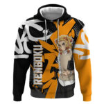 Kyojuro Rengoku Demon Slayer Hoodie Orange Black Graffiti Anime