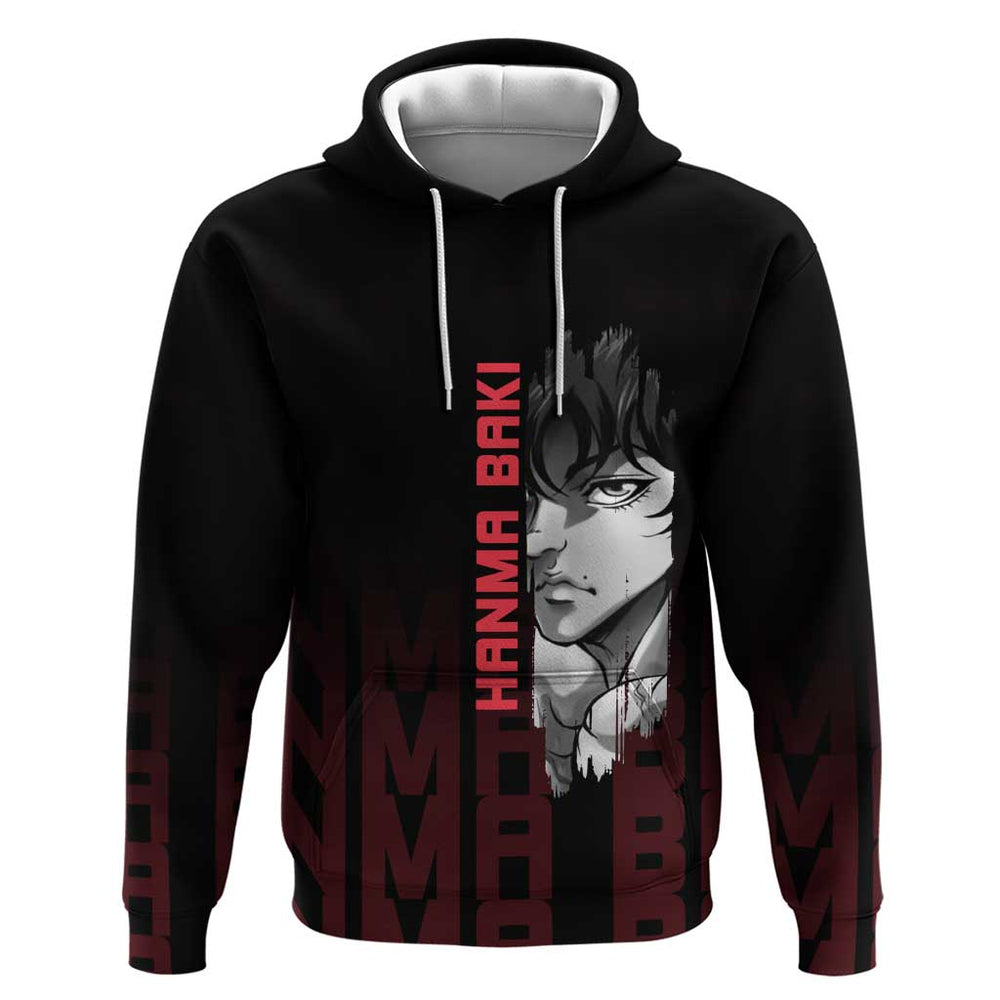 Baki Hanma The Ogre's Son Gym Theme Hoodie with Intense Anime Artwork and Muscular Back Design Baki Hanma The Ogre's Son Gym Theme Hoodie with Intense Anime Artwork and Muscular Back Design
