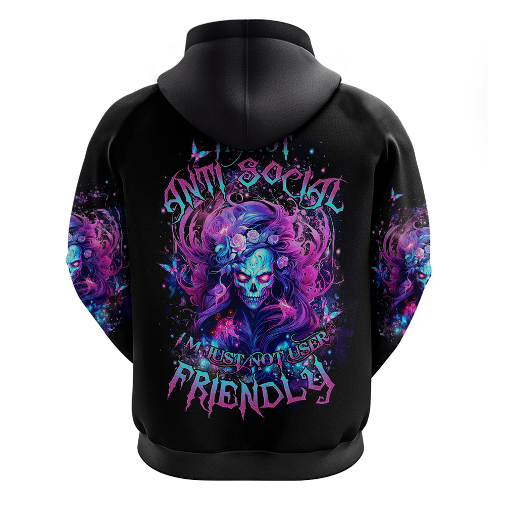 Lady Skull Hoodie I'm Not Anti Social I'm Just Not User Friendly DT01 Lady Skull Hoodie I'm Not Anti Social I'm Just Not User Friendly DT01