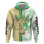 Leafeon Hoodie with Grass Type and Leafy Nature Pose Design