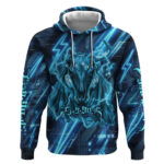 Luck Voltia Black Clover Hoodie Tech Lightning Anime Style with Electric Circuit Background