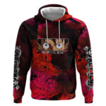 Luffy One Piece Red Theme Hoodie with Straw Hat Crew and Gear Transformation Design