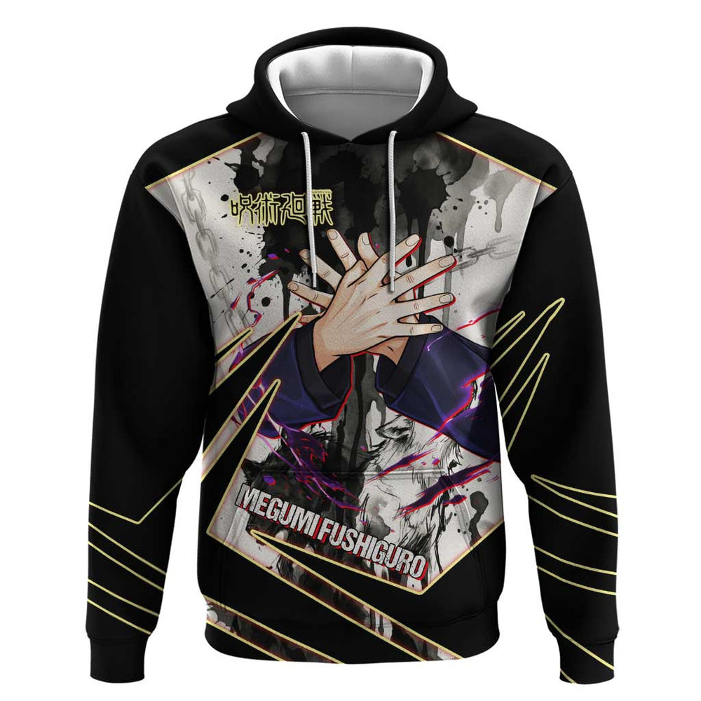 Megumi Fushiguro Shadow Master Hoodie Ink-Stained Cursed Technique Style Megumi Fushiguro Shadow Master Hoodie Ink-Stained Cursed Technique Style