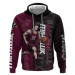 Mihawk One Piece Basketball Hoodie Aggressive Pose