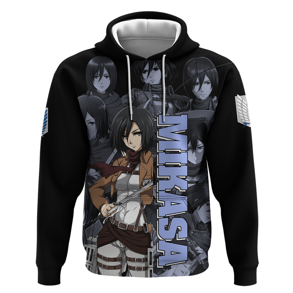 Mikasa Ackerman - Attack On Tittan Hoodie Anime Mix Manga Style Mikasa Ackerman - Attack On Tittan Hoodie Anime Mix Manga Style