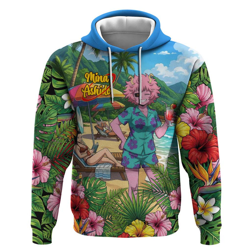 Mina Ashido Summer Chill Hoodie Tropical Anime Cocktail Vibes Mina Ashido Summer Chill Hoodie Tropical Anime Cocktail Vibes