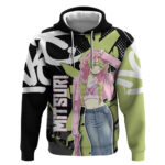 Mitsuri Kanroji Demon Slayer Hoodie Green Black Graffiti Anime