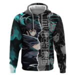 Muichiro Tokito Demon Slayer Hoodie with Mist Hashira Sword Pose and Ethereal Mist Design