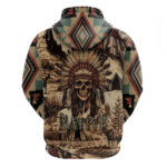 Native American Skull Hoodie with Tribal Prints
