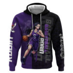 Nico Robin One Piece Basketball Theme Purple and Black Design Hoodie with Action Pose and Crew Emble
