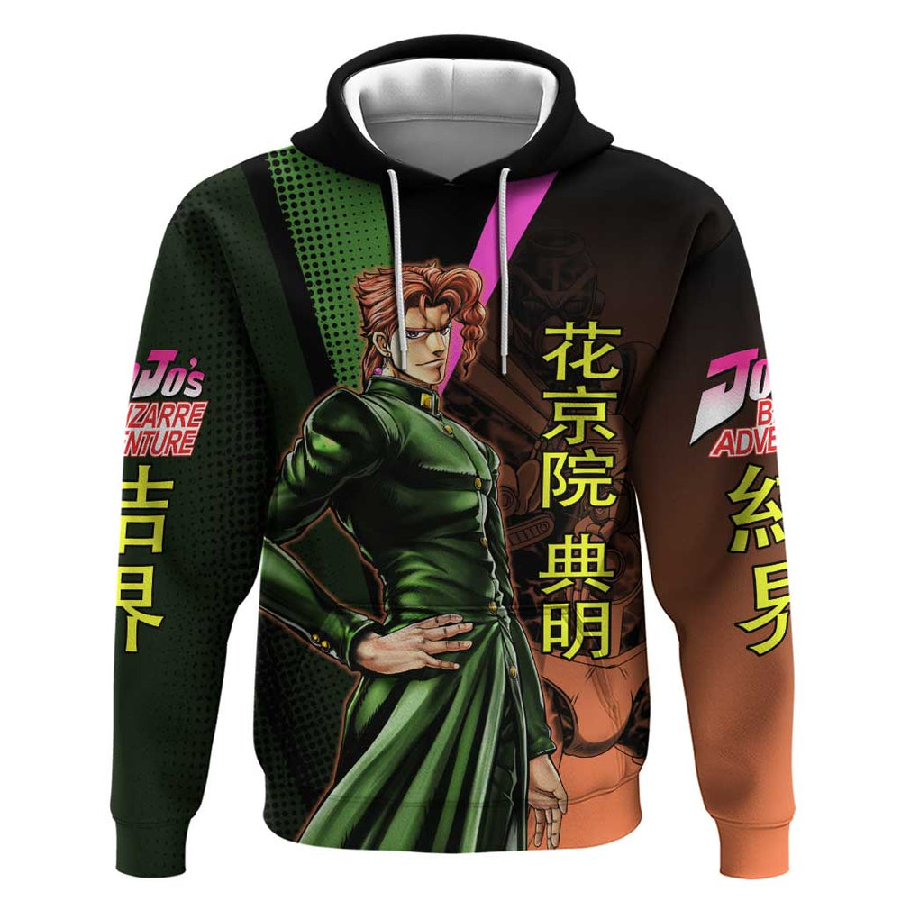 Noriaki Kakyoin JoJos Bizarre Adventure Hoodie with Hierophant Green Stand Noriaki Kakyoin JoJos Bizarre Adventure Hoodie with Hierophant Green Stand