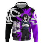 Obanai Iguro Demon Slayer Hoodie Purple Graffiti Anime Style