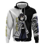 Obanai Iguro from Demon Slayer Hoodie with Black and White Contrast Background and Serpent-Themed Ma