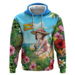 Ochako Uraraka Summer Chill Hoodie Tropical Anime Beach Play