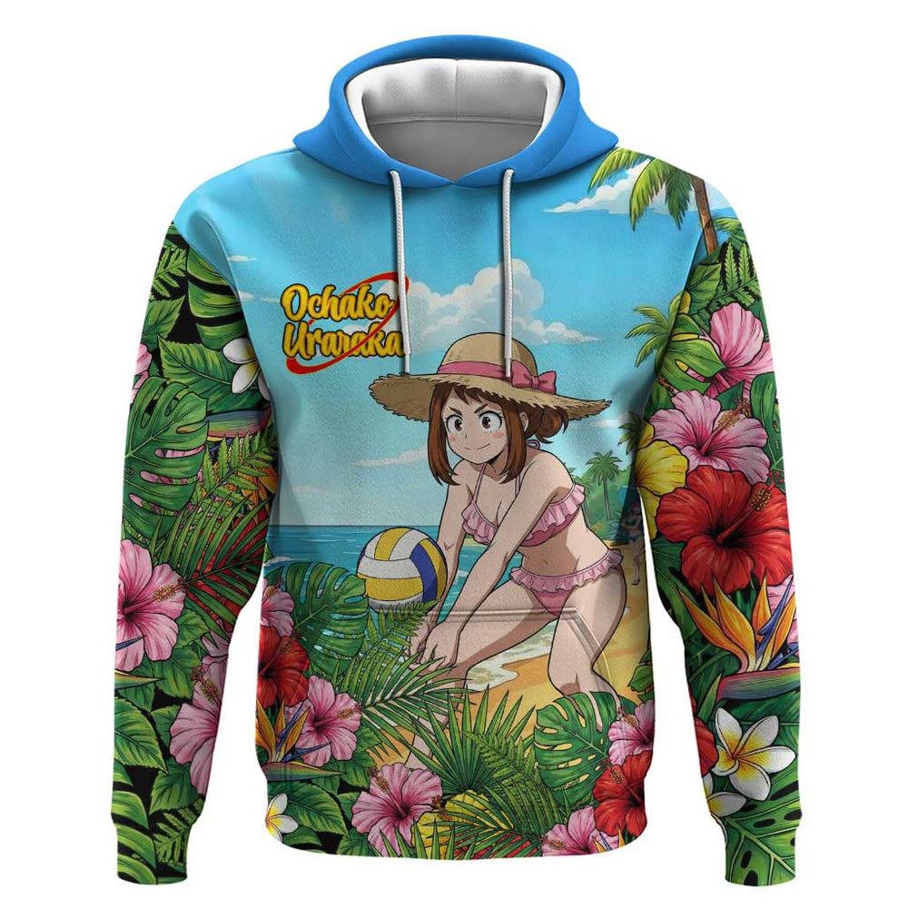 Ochako Uraraka Summer Chill Hoodie Tropical Anime Beach Play Ochako Uraraka Summer Chill Hoodie Tropical Anime Beach Play