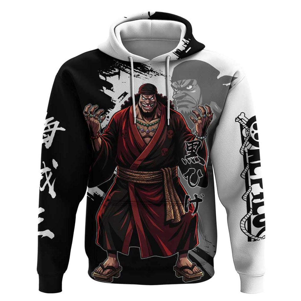 One Piece Blackbeard Hoodie Dark Emperor Ink Splash Graphic One Piece Blackbeard Hoodie Dark Emperor Ink Splash Graphic