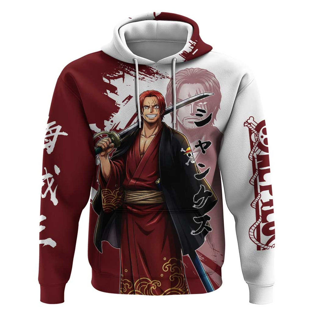 One Piece Shanks Red Hair Hoodie Japanese Anime Graphic One Piece Shanks Red Hair Hoodie Japanese Anime Graphic
