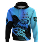 Personalised Blue Jeep Dad Hoodie Happy Fathers Day Best Dads Drive Jeeps