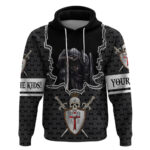 Personalised Knights Templar Warrior Skull Hoodie DT02