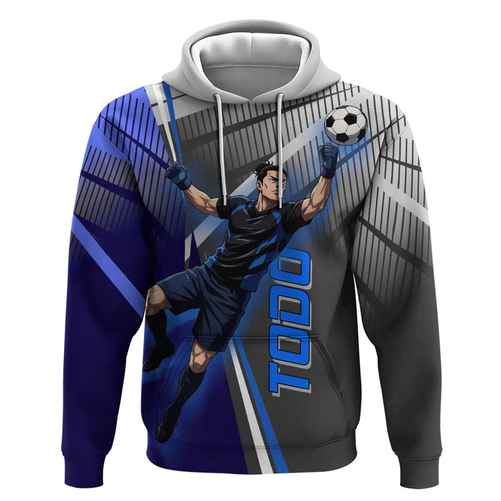 Personalized Aoi Todo Jujutsu Kaisen Hoodie with Blue Gradient and Goalkeeper Action Design Personalized Aoi Todo Jujutsu Kaisen Hoodie with Blue Gradient and Goalkeeper Action Design