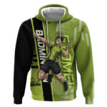 Personalized Gyomei Himejima Demon Slayer Badminton Hoodie with Racket Action Pose and Green Black G
