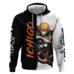 Personalized Ichigo Kurosaki Hoodie Ink Splash Anime Brush Style