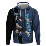 Personalized Inosuke Blue Lock Hoodie Crossover Badminton Design with Action Pose