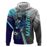 Personalized Mahito Jujutsu Kaisen Hoodie with Teal Gradient and Blue Uniform Design
