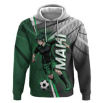 Personalized Maki Zenin Jujutsu Kaisen Hoodie Anime Soccer Design Green Monochrome Action Pose