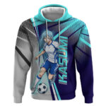 Personalized Miwa Kasumi Jujutsu Kaisen Hoodie with Light Blue Accents and Action Pose